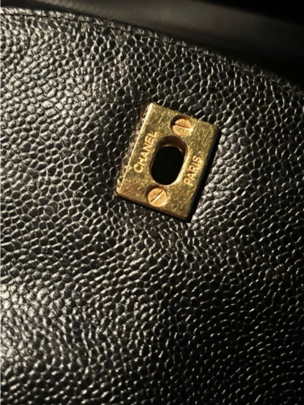 Authentic Chanel Black Caviar Leather Backpack with Gold CC Twist Lock